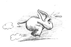 Elefant rennt Kohlezeichnung